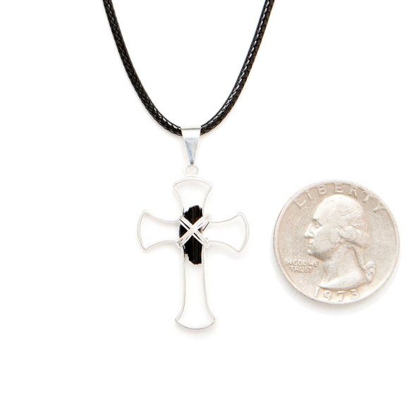 NEW! Tourmaline Chunk Cross Necklace - Picture 3 of 8